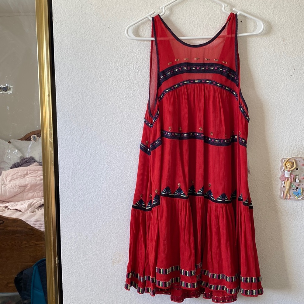 FREE PEOPLE RED BOHO DRESS